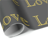 おしゃれなゴールドグレー クラシカルラブウェディング ラッピングペーパー (ロールコーナー)