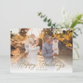 おしゃれなゴールドスクリプトのクリスマスカード シーズンカード (スタンド正面)