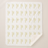 おしゃれなゴールドスクリプトホワイトラブウェディングカリグラフィー シェルパブランケット (正面)