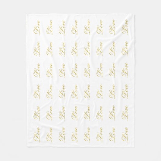 おしゃれなゴールドスクリプトホワイトラブウェディングカリグラフィー フリースブランケット (正面)
