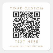 おしゃれなゴールドタイポグラフィー 小規模事業用 カスタムQRコード スクエアシール (正面)