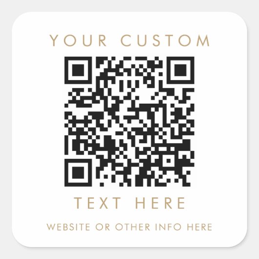 おしゃれなゴールドタイポグラフィー 小規模事業用 カスタムQRコード スクエアシール (正面)