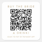 おしゃれなゴールドタイポグラフィー　新婦にドリンクを　QRコード スクエアシール (正面)