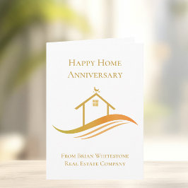 おしゃれなゴールド不動産 ハッピー ホーム アニバーサリー カード