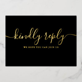 おしゃれなゴールド箔スクリプトの曲リクエスト返信はがき 箔招待状