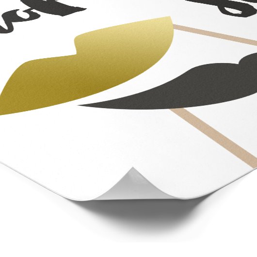 おしゃれなゴールド風フォトブースの小道具を手に入れよう ポスター (角)