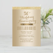 おしゃれなゴールド50周年結婚記念日 招待状 (スタンド正面)