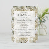 おしゃれなゴールド サージュグリーン トロピカル ブライダルシャワー 招待状 (スタンド正面)