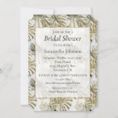 おしゃれなゴールド サージュグリーン トロピカル ブライダルシャワー 招待状 (正面)