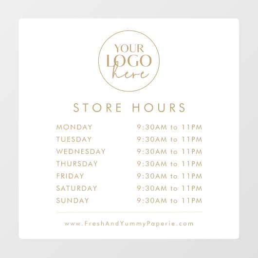 おしゃれなゴールド タイポグラフィー ビジネス ロゴ 店舗営業時間 ウィンドウサイン (シート)