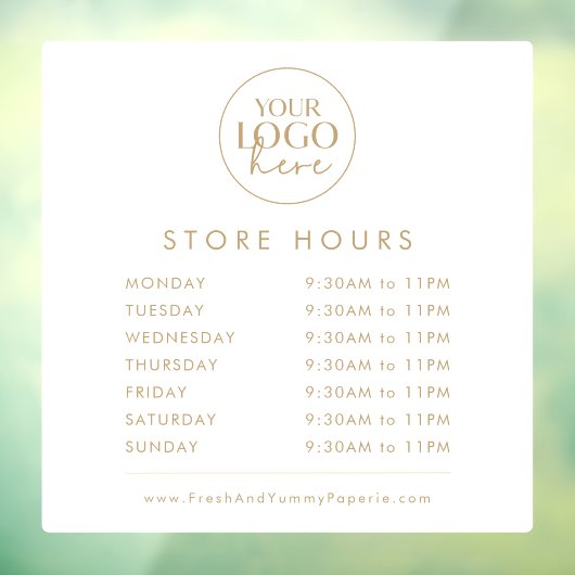 おしゃれなゴールド タイポグラフィー ビジネス ロゴ 店舗営業時間 ウィンドウサイン (シート3)