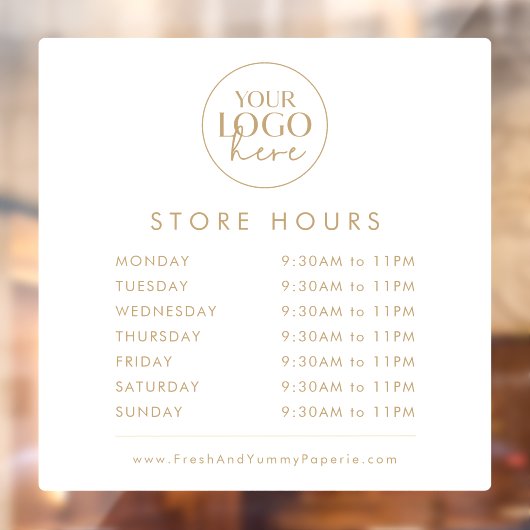 おしゃれなゴールド タイポグラフィー ビジネス ロゴ 店舗営業時間 ウィンドウサイン (シート2)