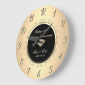 おしゃれなゴールド ダイヤモンド スワール 50周年結婚記念日 ラージ壁時計 (傾斜)