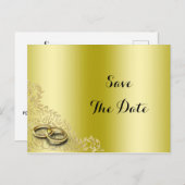 おしゃれなゴールド デコレーション & リング ウェディング インビテーションポストカード (正面/裏面)