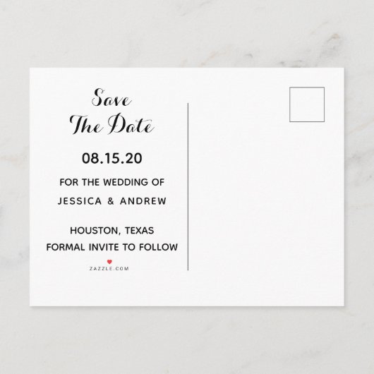 おしゃれなゴールド デコレーション & リング ウェディング インビテーションポストカード (裏面)