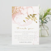 おしゃれなゴールド ブッシュ ピンク 水中の魚 ベビーシャワー サンキューカード (スタンド正面)