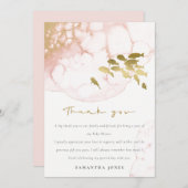 おしゃれなゴールド ブッシュ ピンク 水中の魚 ベビーシャワー サンキューカード (正面/裏面)