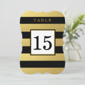 おしゃれなゴールド | ブラック ウェディング テーブル ナンバー カード (スタンド正面)