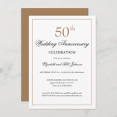 おしゃれなゴールド ブラック 50周年 結婚記念日 招待状 (正面/裏面)