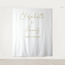 おしゃれなゴールド ミニマル ウェディング フォト 背景 タペストリー