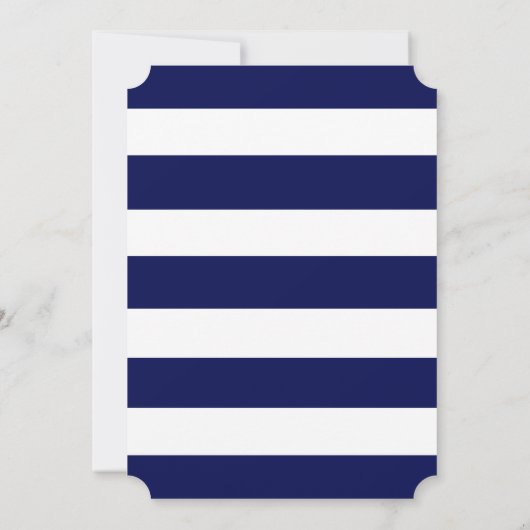 おしゃれなゴールド | 太い青のストライプ Save the Date 招待状 (裏面)