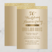 おしゃれなゴールド 50周年 結婚記念日 招待状 (正面/裏面)