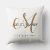 おしゃれなゴールドMのモノグラムスクリプト名 ウェディングデート クッション (裏面)