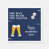 おしゃれなサイコロの70歳の誕生日 スタンダードカクテルナプキン (正面)