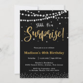 おしゃれなサプライズ誕生日パーティー　あらゆる年齢　ブラックゴールド 招待状 (正面)