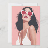 おしゃれなサングラスをかけた女性のファッションイラスト 招待状 (正面)