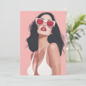 おしゃれなサングラスをかけた女性のファッションイラスト 招待状 (スタンド正面)