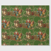 おしゃれなサンタクロースが彼のスレートに乗った「緑色」包装紙 ラッピングペーパー (フラット)