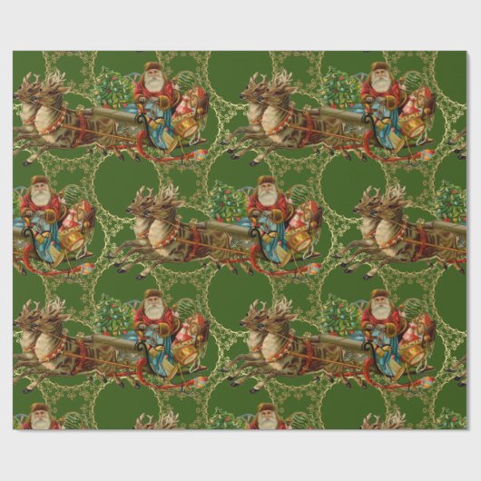 おしゃれなサンタクロースが彼のスレートに乗った「緑色」包装紙 ラッピングペーパー (フラット)