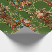 おしゃれなサンタクロースが彼のスレートに乗った「緑色」包装紙 ラッピングペーパー (角)