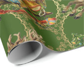 おしゃれなサンタクロースが彼のスレートに乗った「緑色」包装紙 ラッピングペーパー (ロールコーナー)