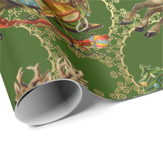 おしゃれなサンタクロースが彼のスレートに乗った「緑色」包装紙 ラッピングペーパー (ロールコーナー)