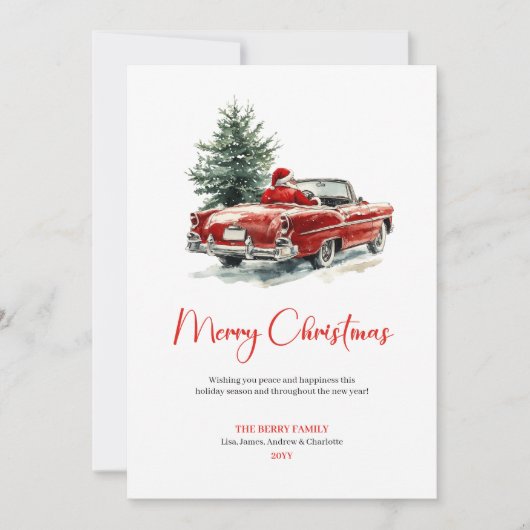 おしゃれなサンタクロースのビンテージ風クリスマス シーズンカード (正面)