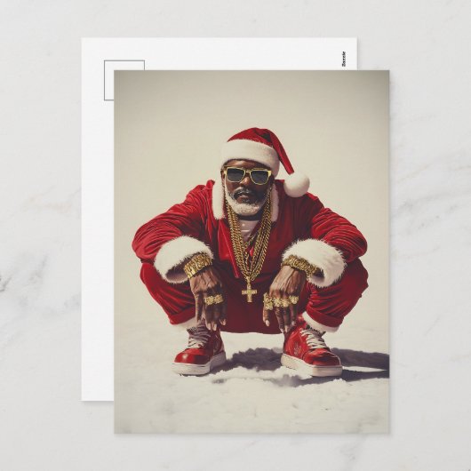 おしゃれなサンタクロース 現代的なホリデーアイコンのアプローチ シーズンポストカード (正面/裏面)