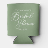 おしゃれなサージグリーン ブライダルシャワー パーソナライズド 缶クーラー (正面)