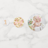 おしゃれなシャビー チックなローズと木製の花のモチーフ コンフェッティ (正面)