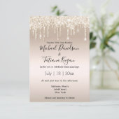 おしゃれなシャンパンにきらきらと輝く結婚式 招待状 (スタンド正面)