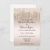 おしゃれなシャンパンにきらきらと輝く結婚式 招待状 (正面/裏面)