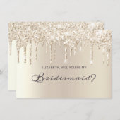 おしゃれなシャンパンの輝きとグリッターがエレガントなブライズメイド 招待状 (正面/裏面)