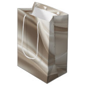 おしゃれなシャンパンゴールド ロマンティック 偽サテン 結婚式 ミディアムペーパーバッグ (正面アングル)