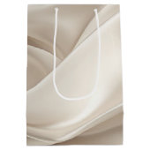 おしゃれなシャンパンゴールド ロマンティック 偽サテン 結婚式 ミディアムペーパーバッグ (裏面)