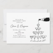 おしゃれなシャンパンタワー 現代のエンゲージメントパーティー 招待状 (正面)