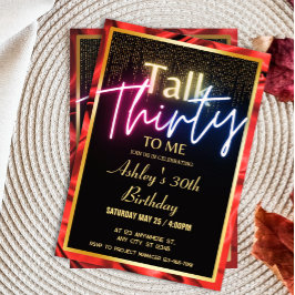 おしゃれなシルク ルビーレッド ゴールド トーク 30歳の誕生日おめでとう 招待状