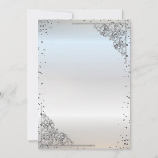 おしゃれなシルバーのティアラとダイヤモンドのキンセアニエラ 招待状 (裏面)