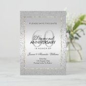 おしゃれなシルバーの紙吹雪 60周年結婚式 貯蓄日 セーブザデート (スタンド正面)
