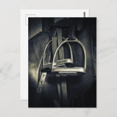 おしゃれなシルバーの鐙が付いた英語圏の乗馬鞍の写真 ポストカード (正面/裏面)